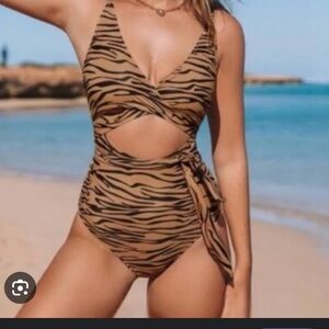 Aerie Brown and Black One Piece Swimsuit
